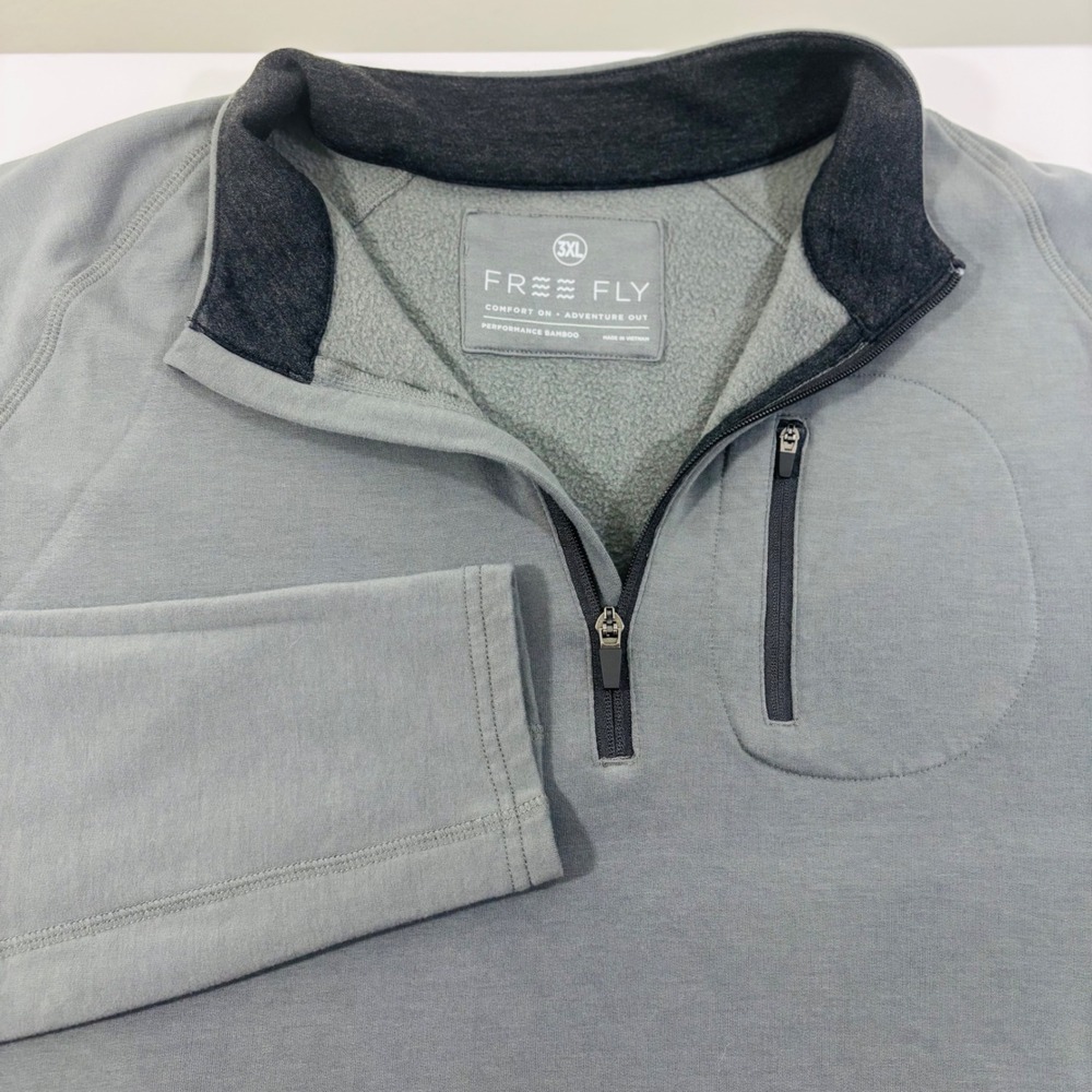 Free Fly Gray Performance Bamboo Pullover 1/4 Zip‎ Comfort Stretch Men's Sz 3XL